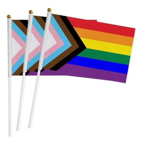 10 Banderas Gay Plus 14x21 Cms Pride Lgbtttiq Plus Arcoiris Meses Sin