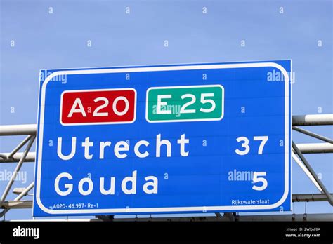 Motorway A20 Between Gouda And Rotterdam Near Nieuwerkerk Aan De Ijssel