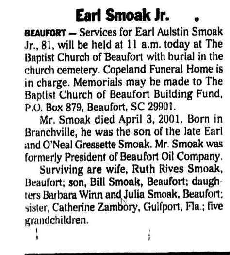 Earl Aulstin Smoak Jr Find A Grave Memorial