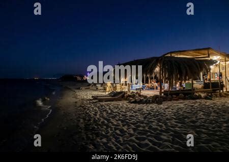 View At Night Of A Bedouin Style Resort Camp In Ras El Satan Or Ras