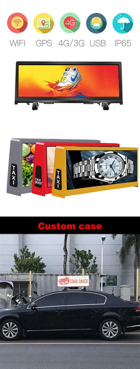 Taxi Roof Led Display Video Display High Resolution Taxi Top Screen Lcd Display Double Side