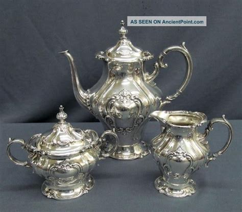 Vintage Gorham Silver Plate Chantilly Heavy Three Piece Tea Set