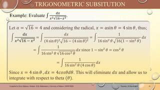 Integrals Involving Powers Of Tan And Trig Substitution Pptx