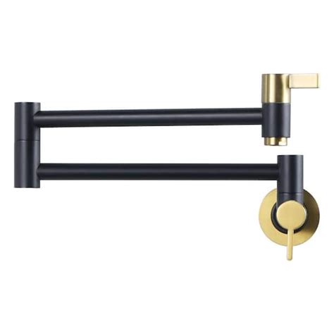 Iviga Brass Wall Mounted Pot Filler With 2 Handles And Standard 12 Npt Threads In Black And