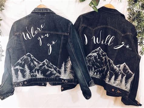 Wedding Denim Jacket Hand Painted. Custom Design for Couple's Jackets ...