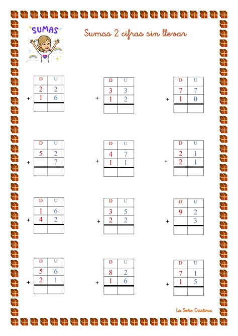 Ejercicio De Sumas Cifras Sin Llevar Suma Y Resta Sumas De Dos