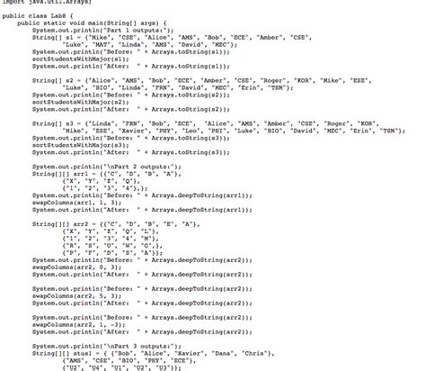 Solved Import Java Util Arrays Public Class Lab Public Chegg