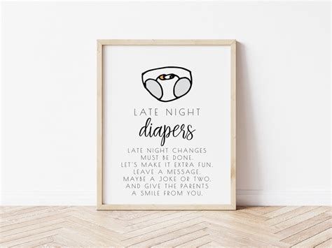 Late Night Diapers Sign Template Editable Poppin Bottles Baby Shower