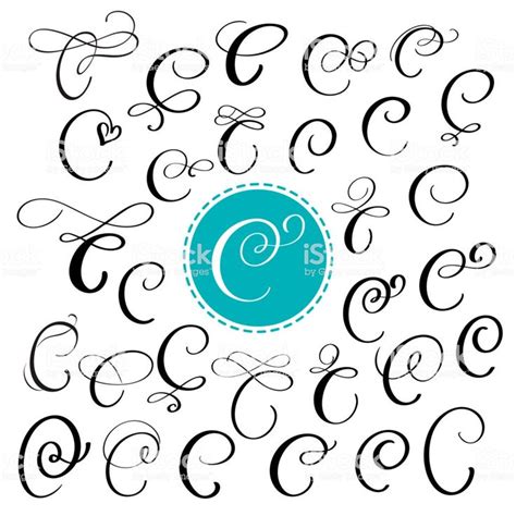 Set Of Hand Drawn Vector Calligraphy Letter C Script Font Isolated Desenho De Letras à