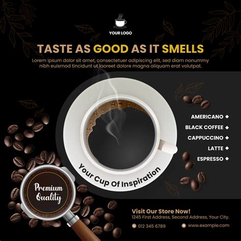 Coffee Poster Advertisement in Black Theme 21714237 Vector Art at Vecteezy