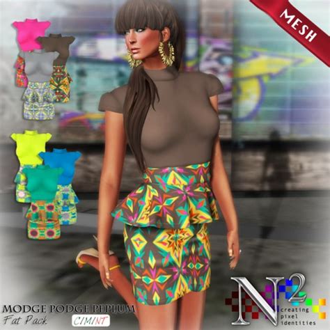 Second Life Marketplace N2 Mesh Modge Podge Peplum Dress Fat Pack