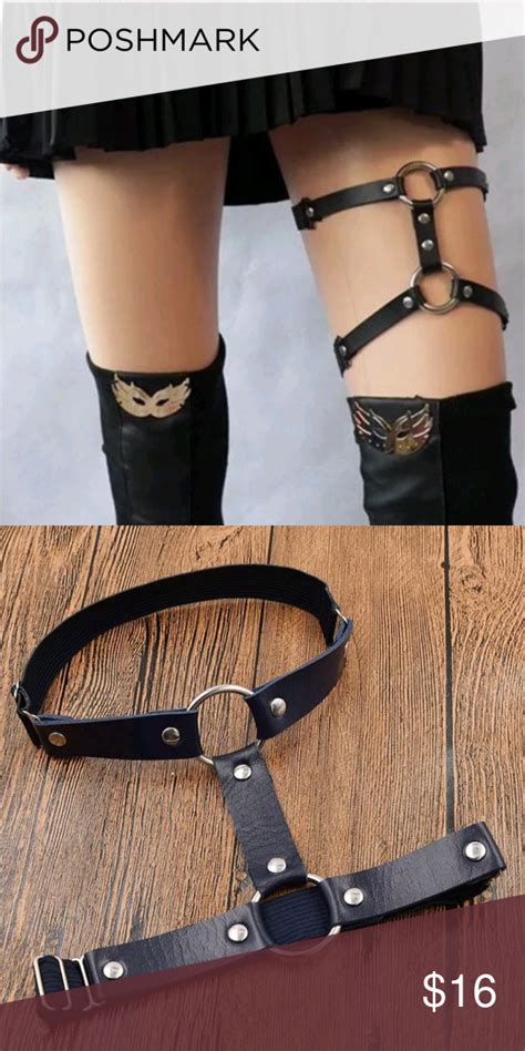 Black O Ring Garter Leg Harness Gothic Witchy Punk Leg Harness Black