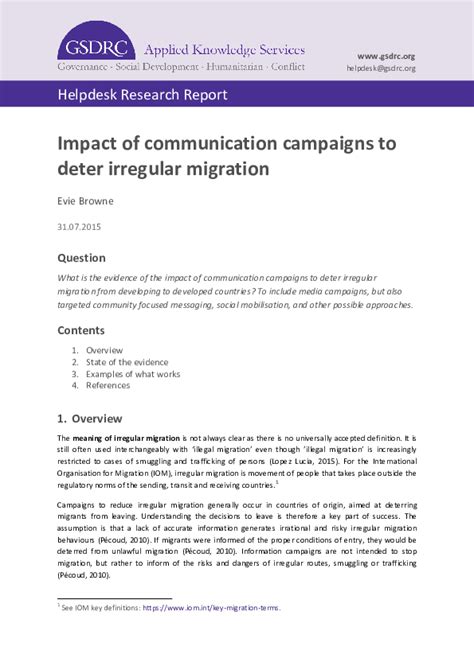 Pdf Impact Of Communication Campaigns To Deter Irregular Migration