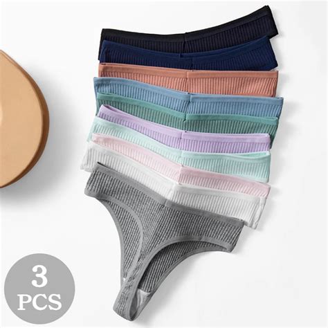 Poblador 3Pcs Sexy Lingerie Striped Women S Panties G String Comfort