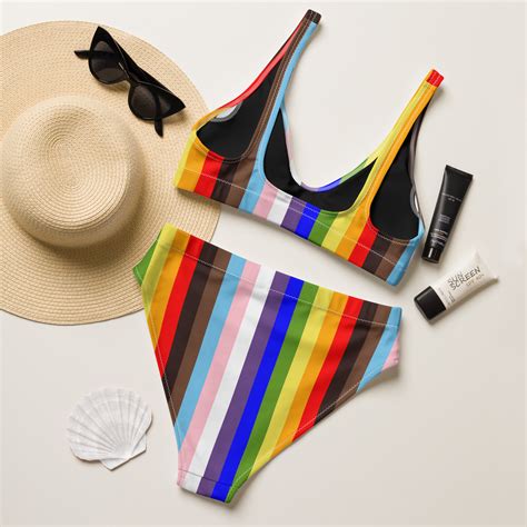 Gay Pride Flag Bikini Set Progress Pride Flag Lesbian Etsy México