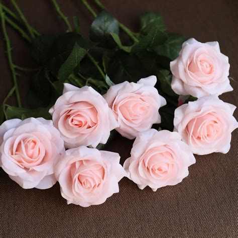 Real Touch Flowers Blush Silk Roses White Real Touch Flowers Etsy