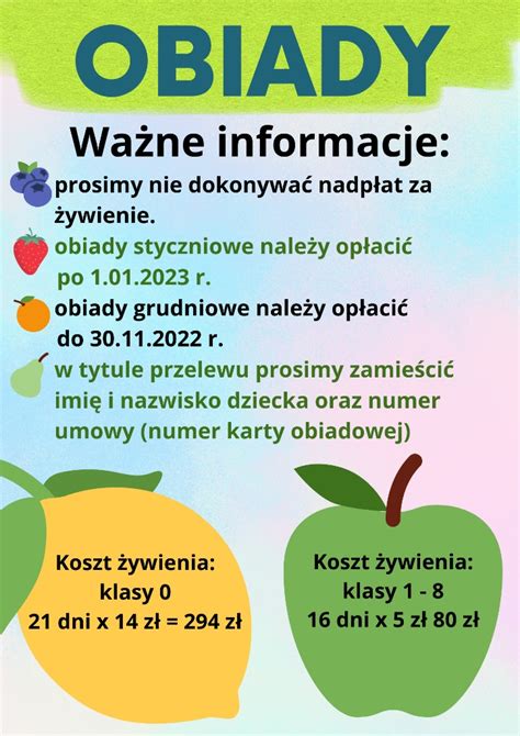 Obiady Szko A Podstawowa Nr Im Mariusza Zaruskiego