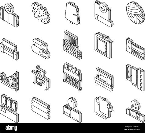 Textile Production Collection Isometric Icons Set Vector Stock Vector