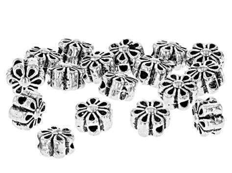 Antiqued Silver Tone Flower Shape Spacer Bead Appx 6 6x4 1mm Appx 20