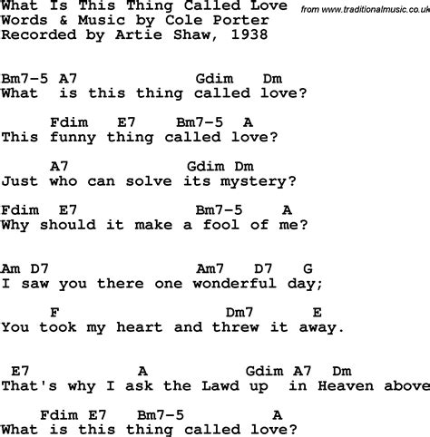 Song Lyrics With Guitar Chords For What Is This Thing Called Love