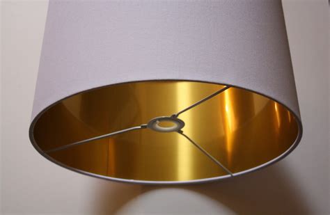 New White And Gold Drum Lampshade With Brushed Gold Lining Etsy