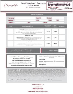 Fillable Online Lead Retrieval Order Form AASA Fax Email Print