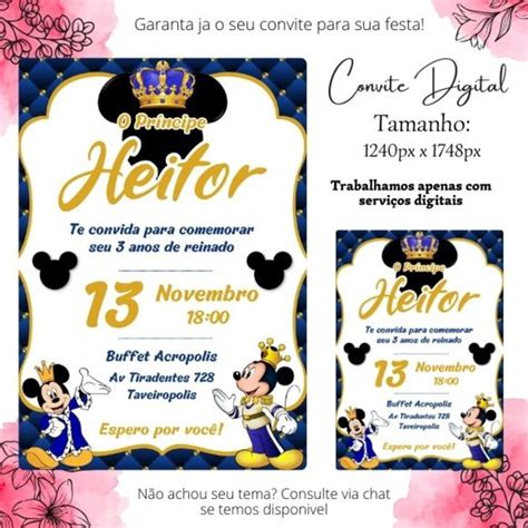 Convite Digital Mickey Realeza Elo Produtos Especiais