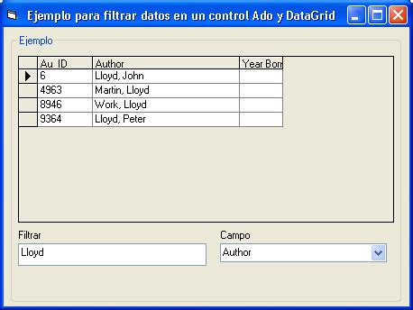 Filtrar Datos En Un DataGrid Con ADO