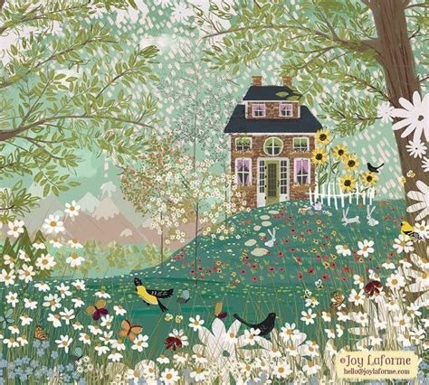 Pin By C K Tice On Dwellings Garden Illustration Naive Art Cottage Art