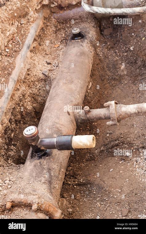 Excavation For Water Pipe Maintenance Laying New Water Pipeline And