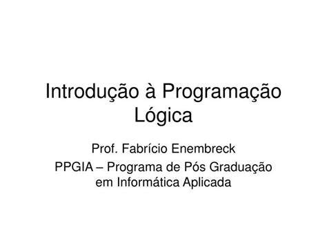 Ppt Introdu O Programa O L Gica Powerpoint Presentation Free