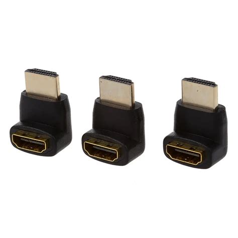 Paquete de tres 3 conectores HDMI de 270 grados ángulo recto