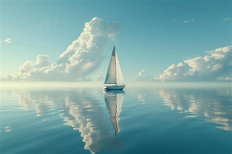 Premium Photo A Solitary Sailboat Gliding On Calm Waters Octane