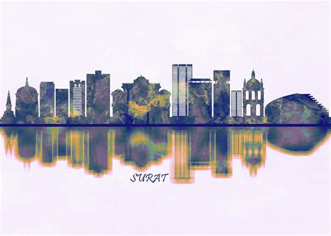 Surat Skyline Mixed Media by NextWay Art