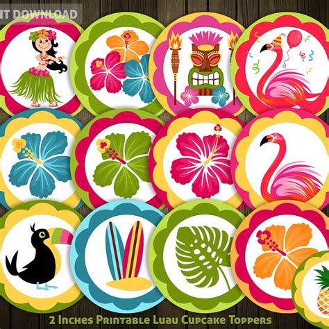 Luau Cupcake Toppers Etsy