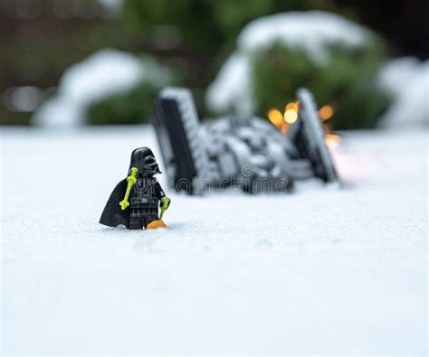 Lego Star Wars Minifigure Darth Vader Walking On The Snow With Crashed