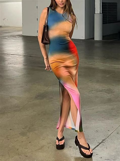 Vestido Largo Sin Mangas Con Espalda Descubierta Para Mujer Traje Sexy