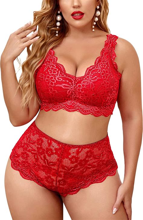 Avidlove Plus Size Lingerie Set For Women Sexy Lace Halter Bralette