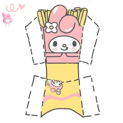 My Melody French Fry Box Template Sanrio Craft DIY Paper Toys