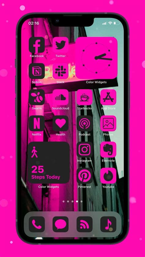 Hot Pink Icons Ios Home Screen Ideas Pink Widget Iphone