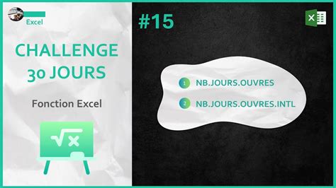 15 Fonction Excel NB JOURS OUVRES NB JOURS OUVRES INTL YouTube