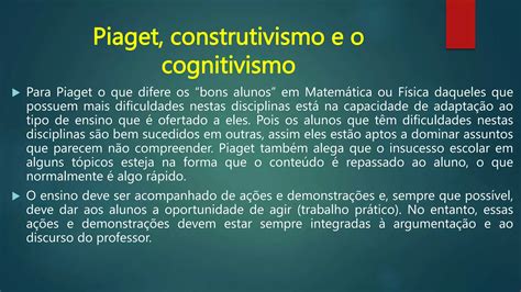 O Cognitivismo De Jean Piaget 2 Pptx