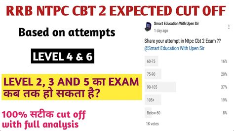 Rrb Ntpc Cbt 2 Expected Cut Off 2022 For Level 4 And 6 Youtube