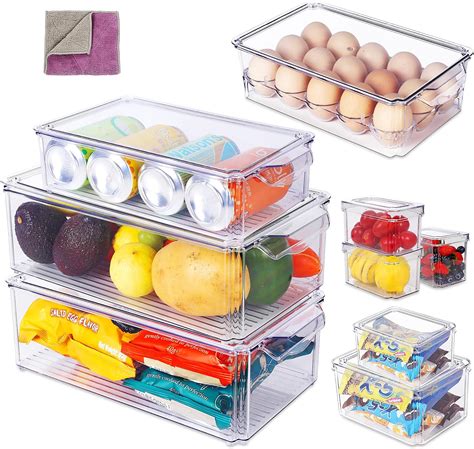 Jospl Er Set Organiseur Frigo Cusine Rangement Transparent Ensemble De