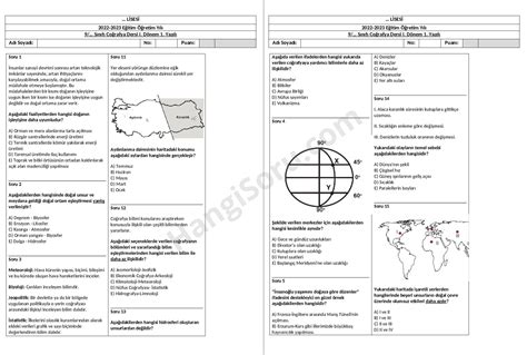 Coğrafya 9 Sınıf 1 Dönem 1 Yazılı Soruları ve Cevapları 2022 HangiSoru