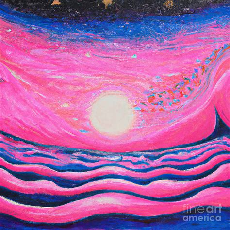 Summer Ocean Waves Landscape Painting - Pink And Blue Trippy Good Vibes ...