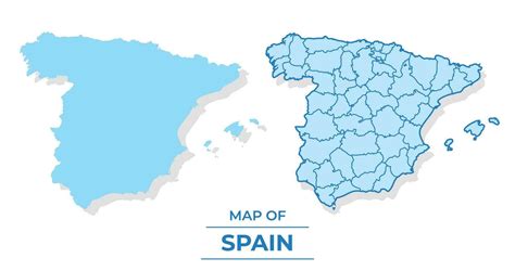 Vector Spain Map Set Simple Flat And Outline Style Illustration