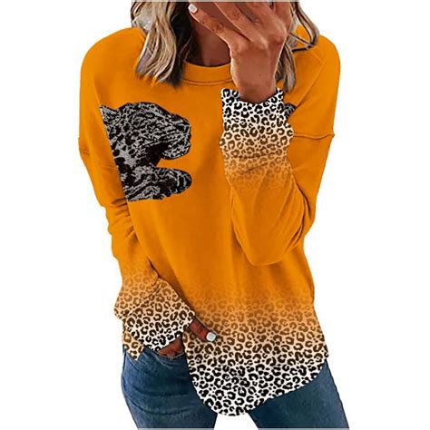 Cheap Whateverfashion Womens Loose Round Neck Long Sleeve Printed Casual T Shirt Sweater Joom