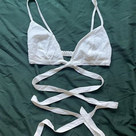 Size Glassons White Tie Up Crop Depop