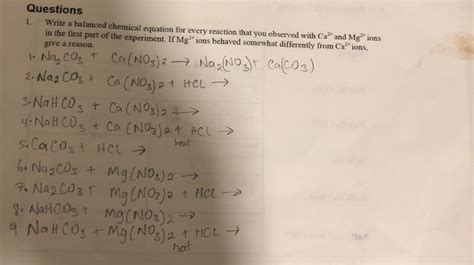 Solved Questions 1 Write A Balanced Chemical Equation For Chegg